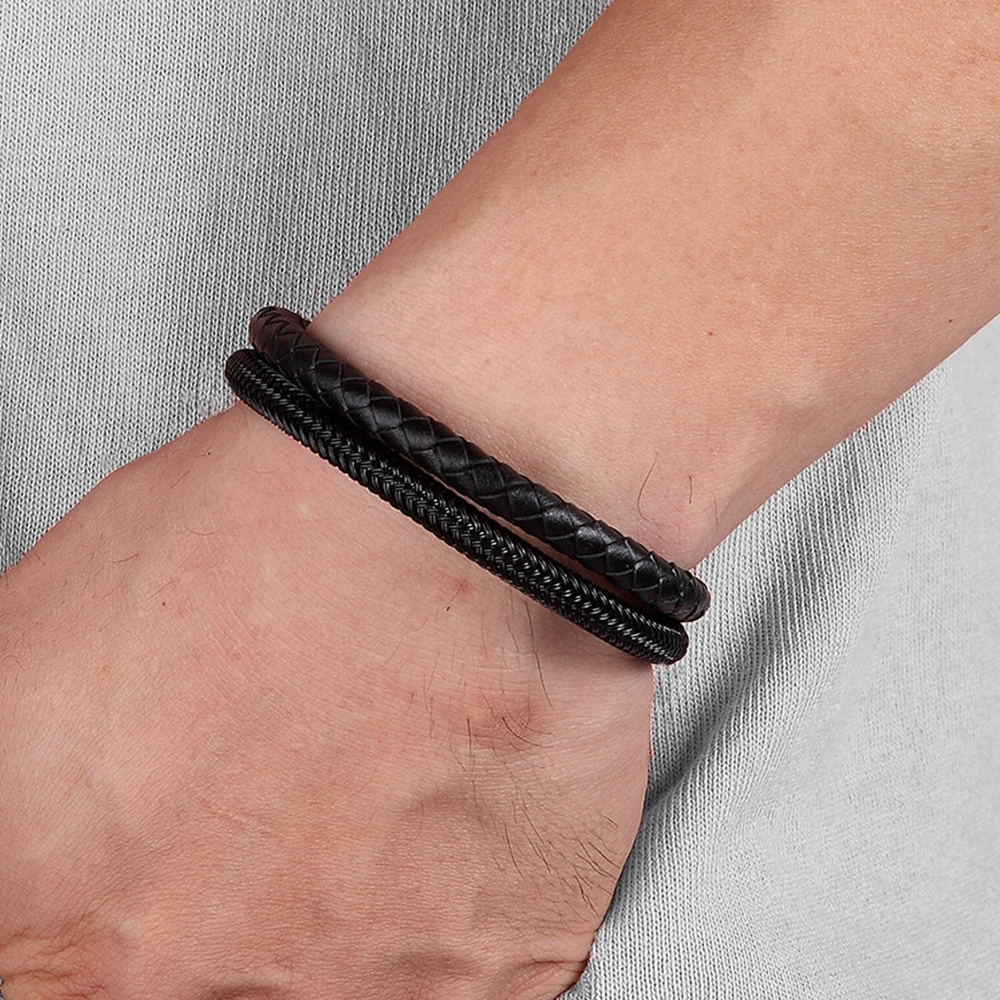 Bracciale in Titanio e Cuoio